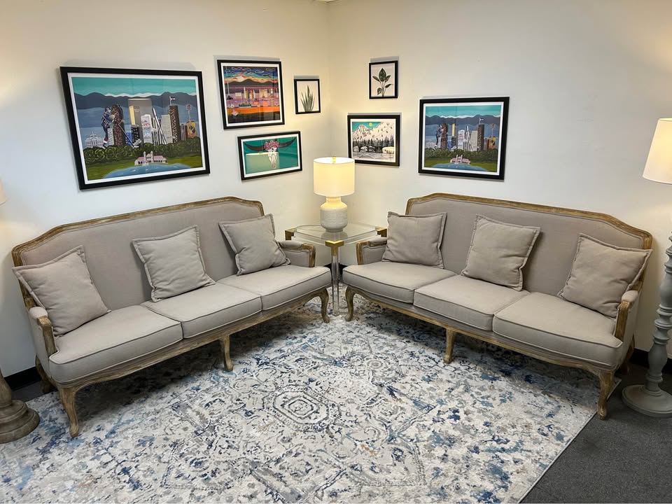 2-Piece Baxton Studio Gray Constanza Classic French Sofa Set