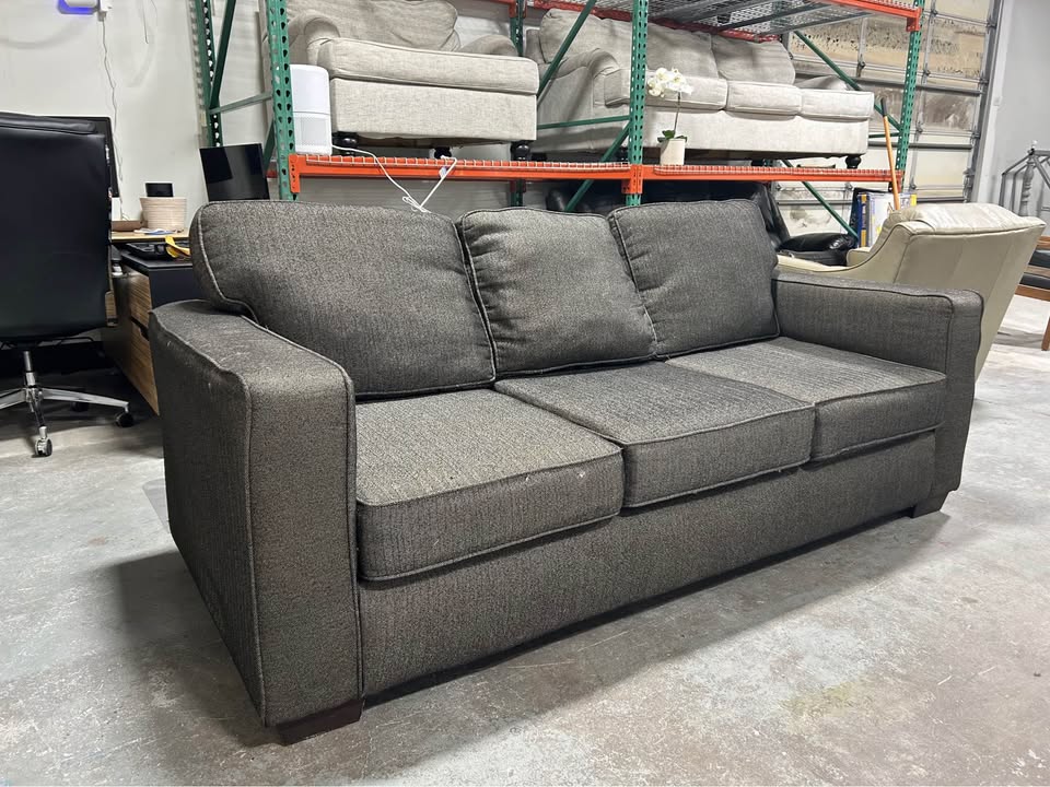 Modern Charcoal Herringbone Sofa