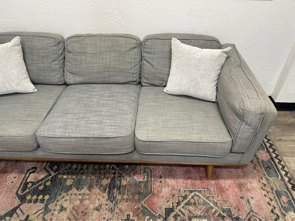 Article Pebble Gray 90” MCM Timber Sofa