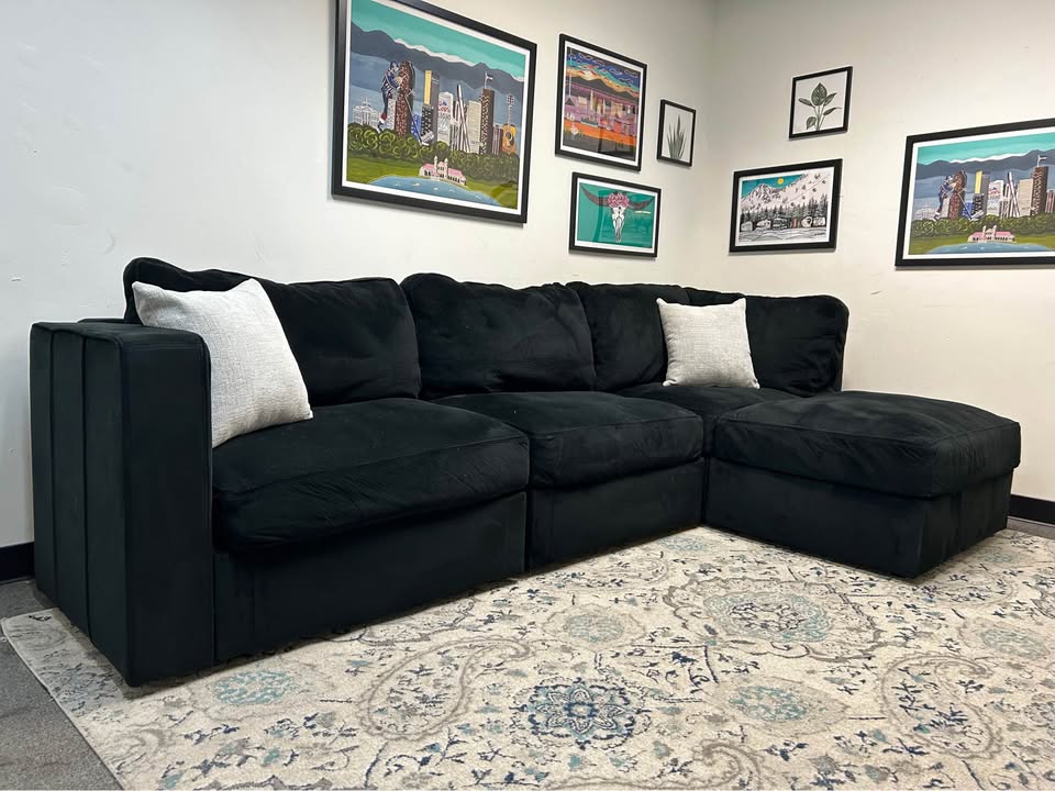 Obsidian Black Velvet LoveSac Sectional