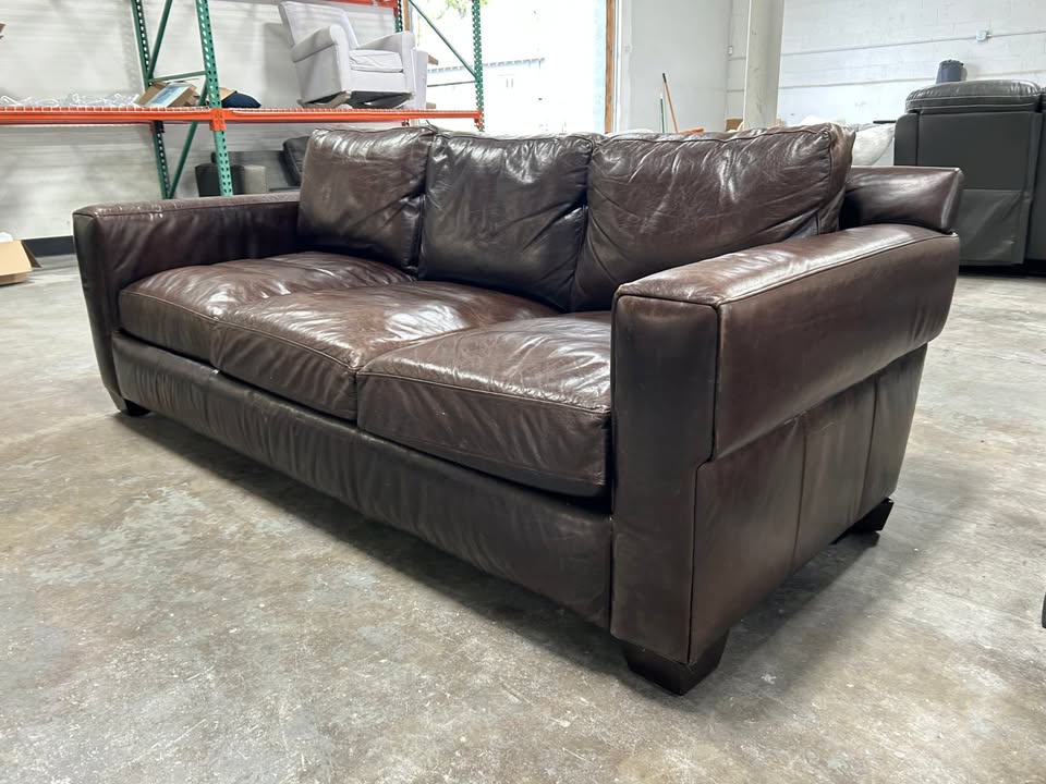 Bernhardt Dark Brown Leather 94'' Dawkins Sofa