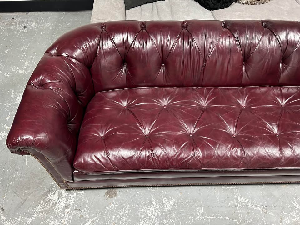 1989 Aubergine Leather MCM Chesterfield Sofa