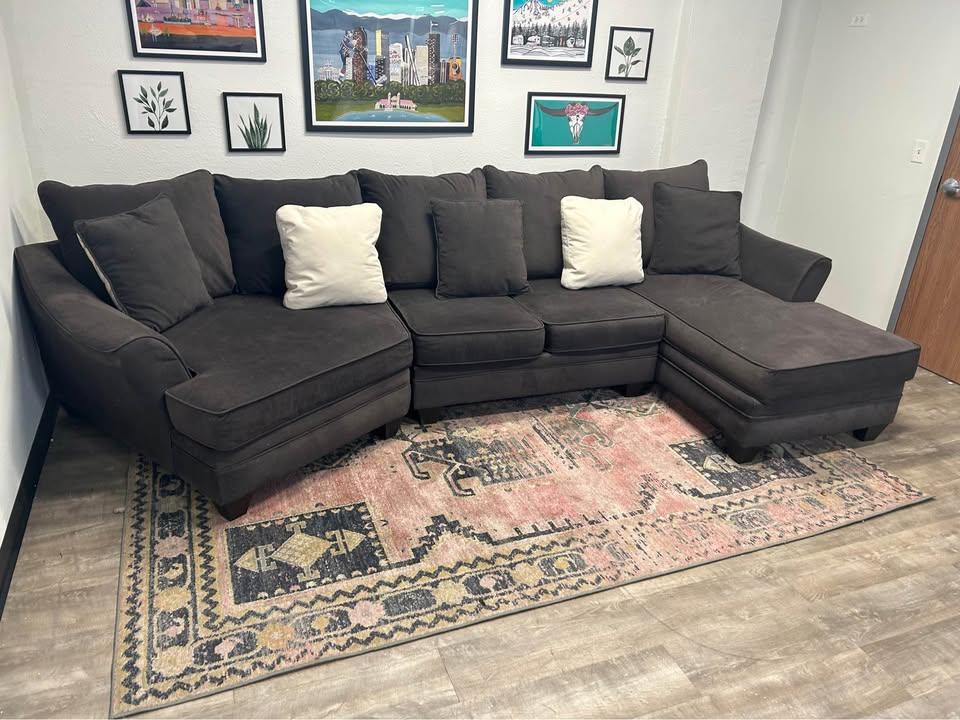 Contemporary Dark Gray Cuddler Chaise Sectional