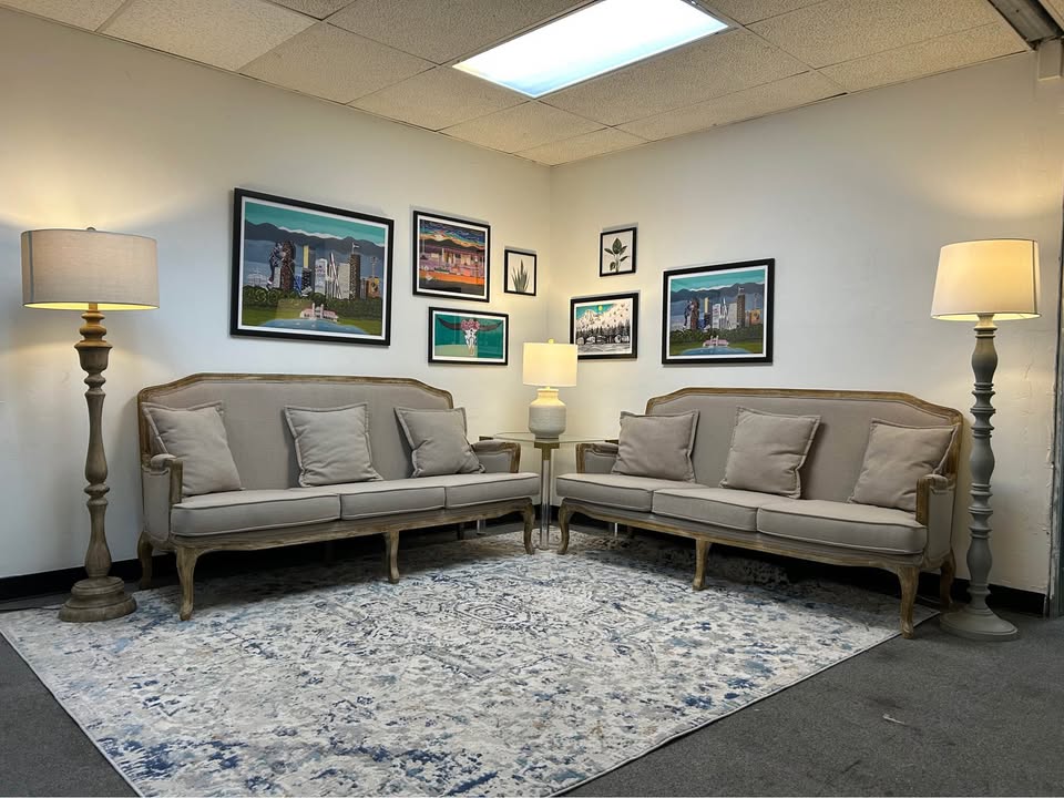 2-Piece Baxton Studio Gray Constanza Classic French Sofa Set