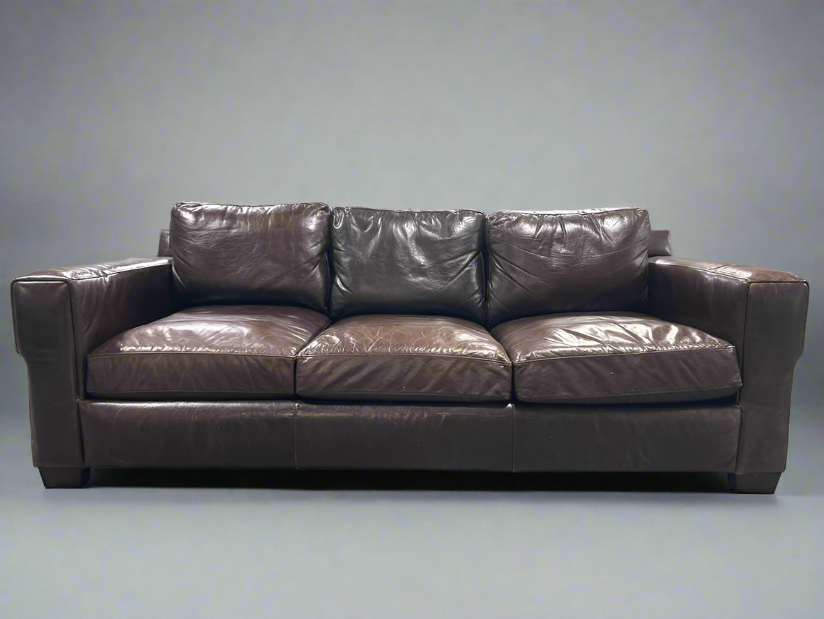Bernhardt Dark Brown Leather 94'' Dawkins Sofa