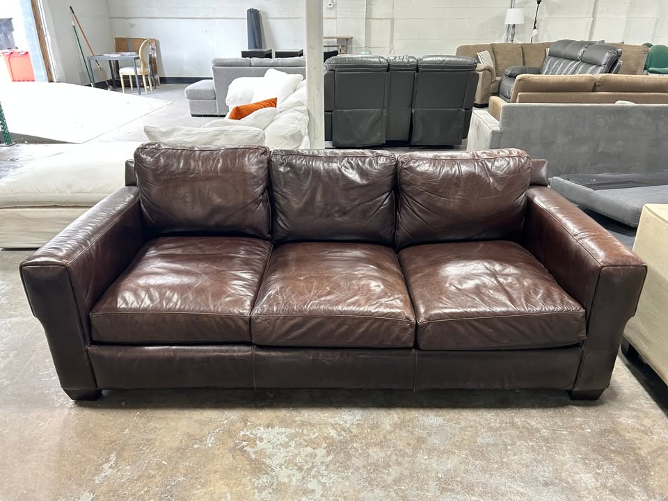Bernhardt Dark Brown Leather 94'' Dawkins Sofa