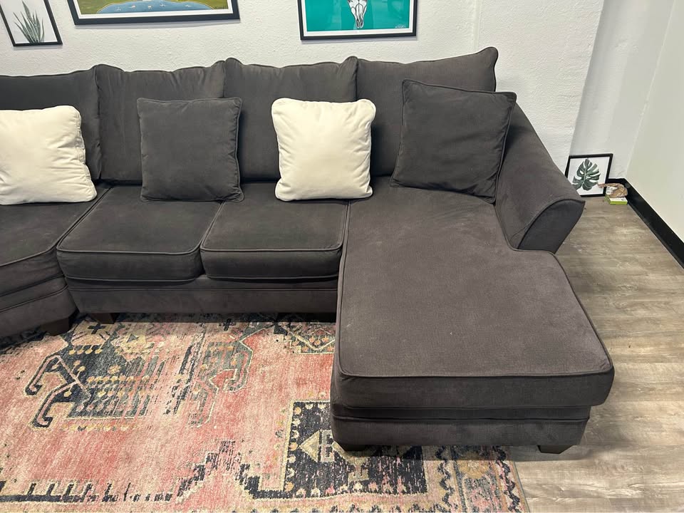 Contemporary Dark Gray Cuddler Chaise Sectional