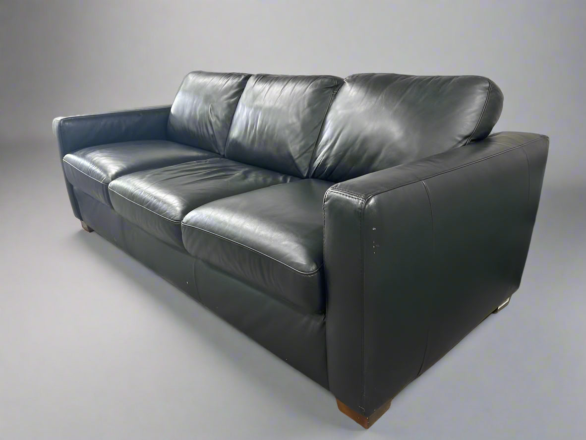 Italsofa Black Leather Carlo II Sofa