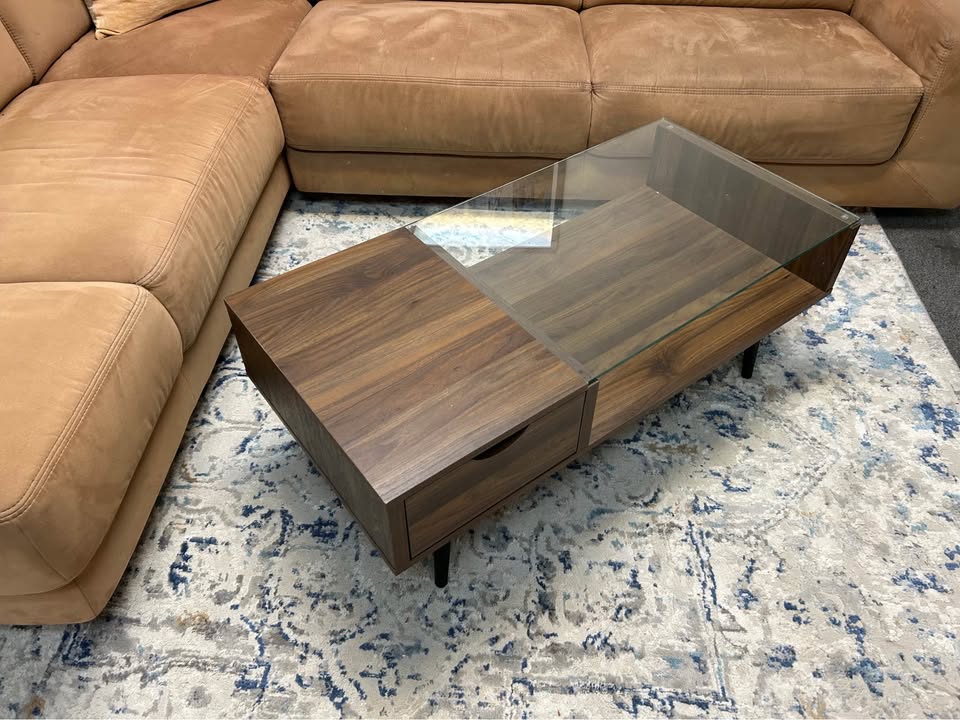 Small Mid-Century Modern Glass-Top Coffee Table
