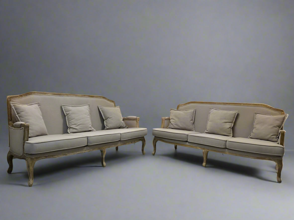 2-Piece Baxton Studio Gray Constanza Classic French Sofa Set