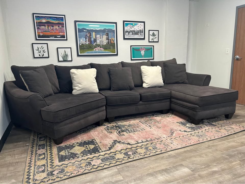 Contemporary Dark Gray Cuddler Chaise Sectional