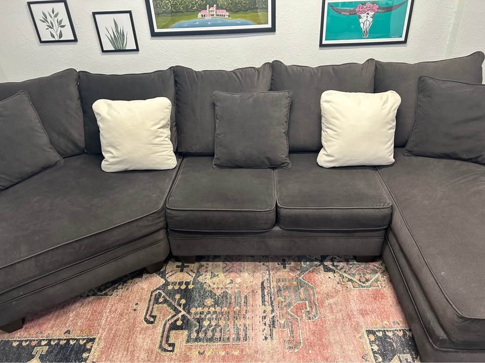 Contemporary Dark Gray Cuddler Chaise Sectional