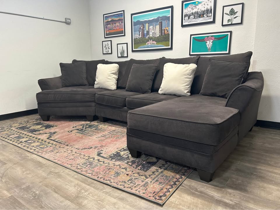 Contemporary Dark Gray Cuddler Chaise Sectional