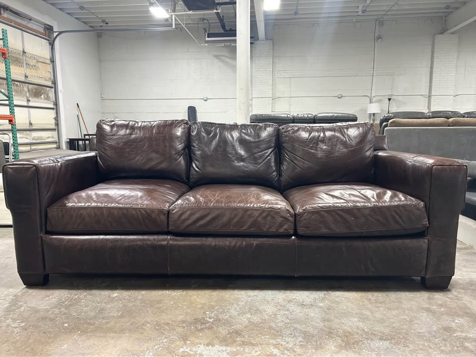 Bernhardt Dark Brown Leather 94'' Dawkins Sofa