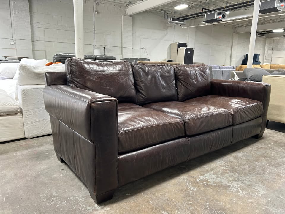 Bernhardt Dark Brown Leather 94'' Dawkins Sofa
