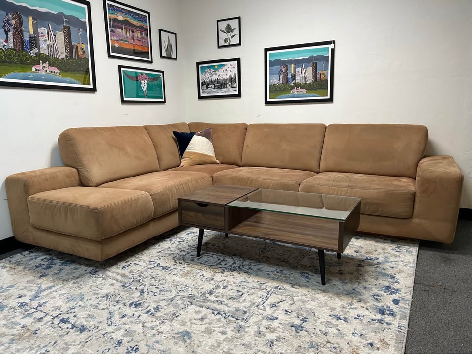 W. Schillig Orange Sherbet L-Shaped Chaise Sectional