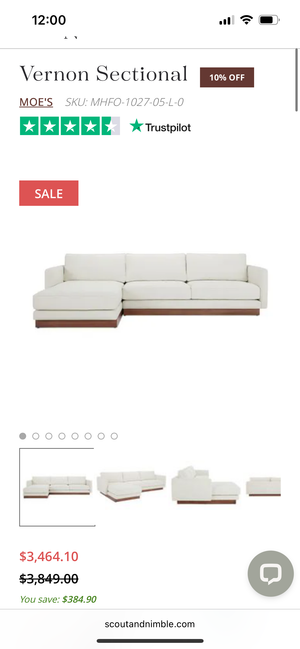*Brand-New* Moe’s Home Vernon White Left Sectional