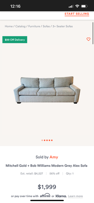 Mitchell Gold Gray 89” Alex Sofa