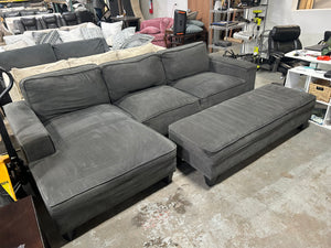 Dark Gray Chaise Sectional w/Storage Ottoman