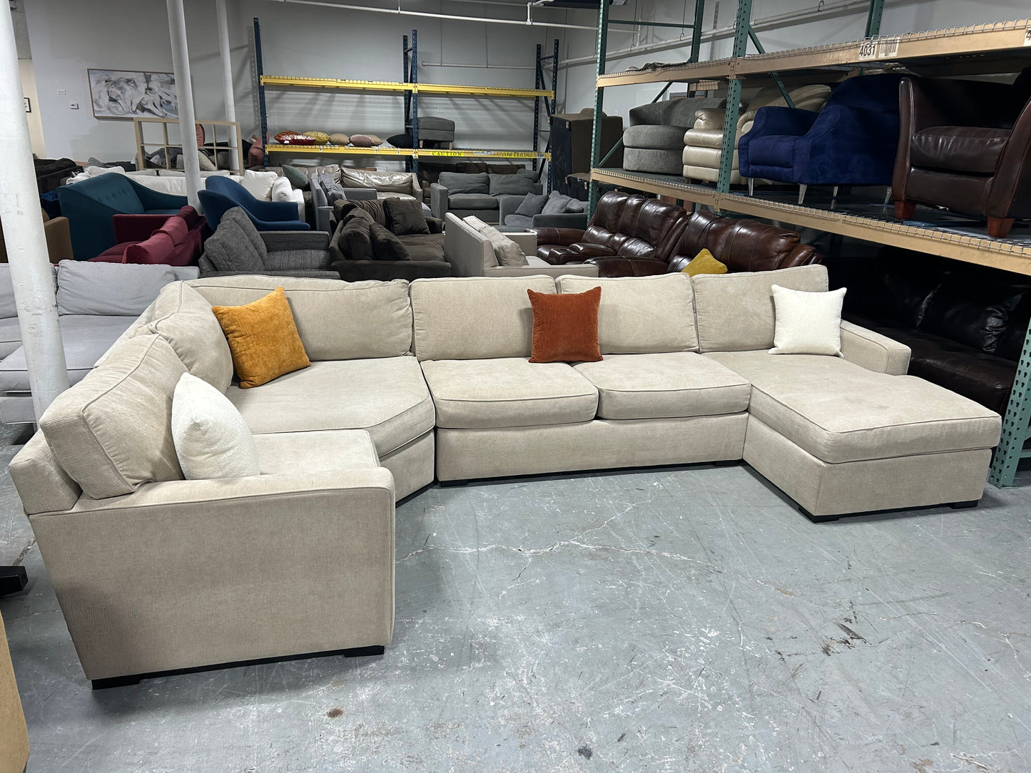 Jonathan Louis Large 4-Pc Beige Chaise Sectional