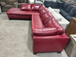 2-Pc Red Leather Chaise Sectional