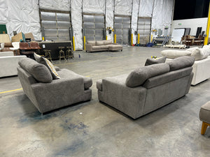 Gray Chenille Oversize Sofa & Loveseat Set
