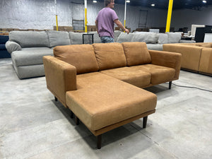 Tan Microsuede Reversible Chaise Sectional