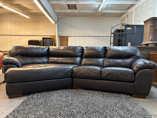 Dark Brown Leather Cuddler Chaise Sectional