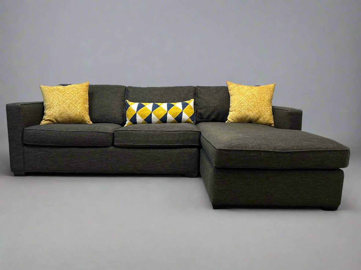 Dark Gray Crate & Barrel Davis Chaise Sectional