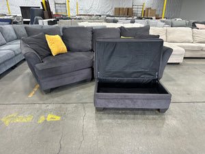 Dark Gray Cuddler Sectional w/Storage Ottoman