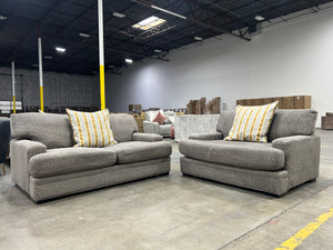 Gray Chenille Oversize Sofa & Loveseat Set