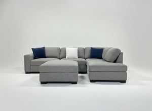 Contemporary Light Gray Chaise Sectional w/Ottoman