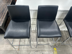 Black Leather Counter Stools (Set of 4)