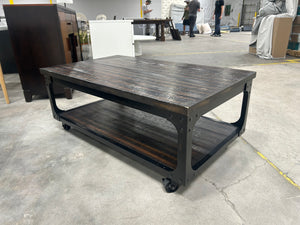 Distressed Wooden Lift-Top Storage Coffee Table