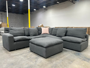 Bassett Beckham Track Arm Modular L-Shaped Sectional (Pewter)