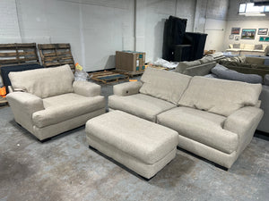 Modern Beige Sofa & Chair Set w/Ottoman