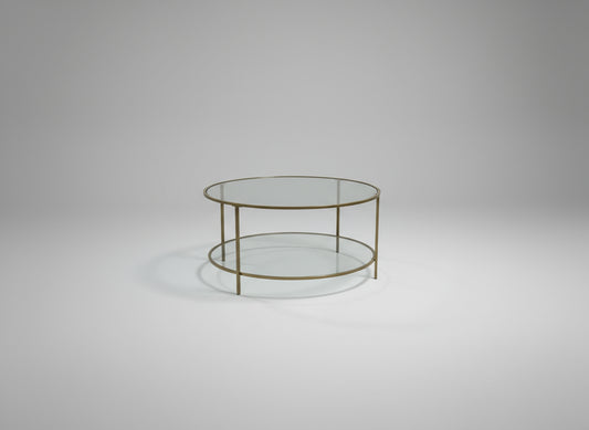 Round Gold-Trim MCM Coffee Table