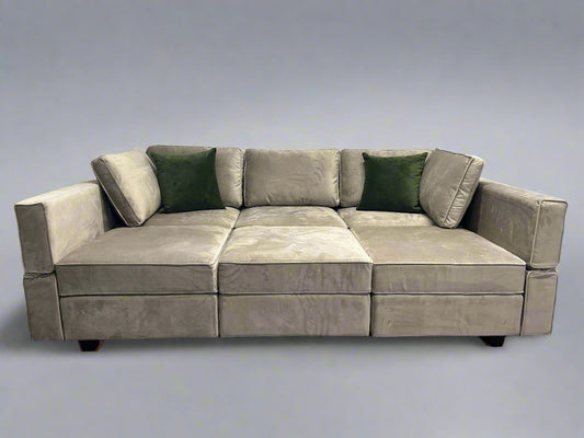 Belffin Modular Grey Velvet Storage Pit Sectional