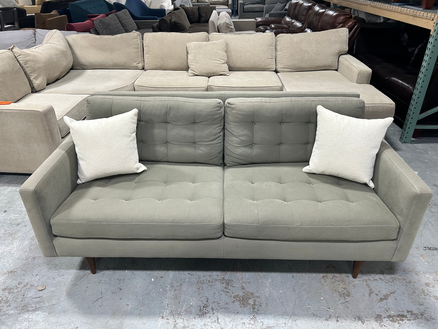 Crate & Barrel Sage Green 76” Petrie Sofa