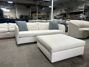 CB2 White 80'' Stitch Sofa w/Ottoman