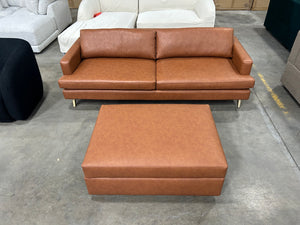 Albany Park 86'' Lido Sofa w/Storage Ottoman (Cognac)