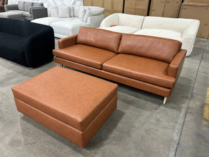 Albany Park 86'' Lido Sofa w/Storage Ottoman (Cognac)
