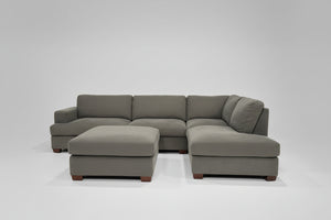 2-Pc Contemporary Gray Chaise Sectional w/Ottoman
