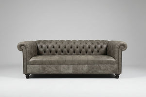 Arhaus Berwick Leather Chesterfield Sofa (Banks Mink)