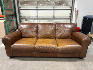 Brown Leather Club Sofa