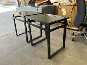 Modern Black Glass End Table Set