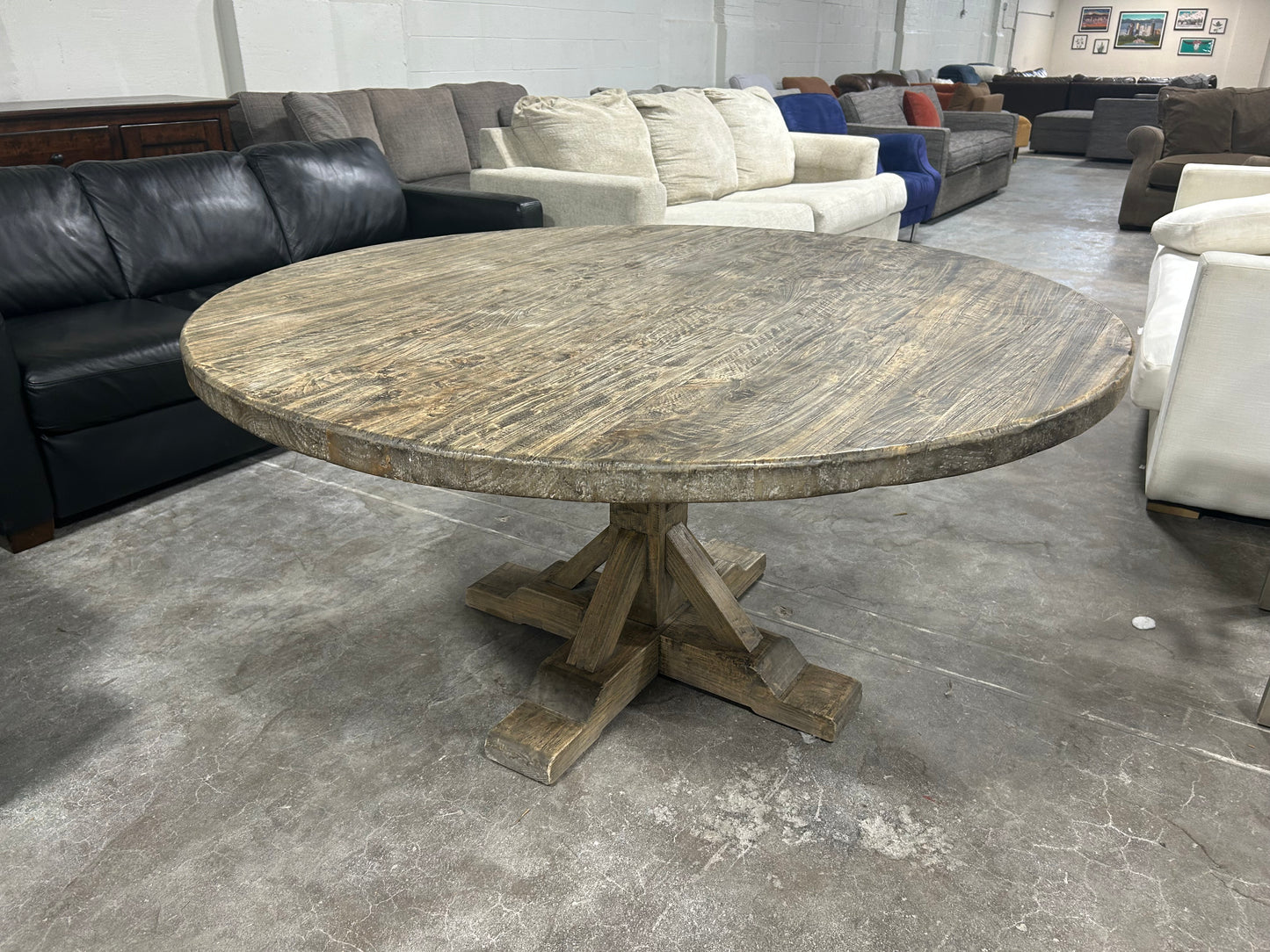 CUSTOM-MADE Round Wooden Farmhouse Dining Table