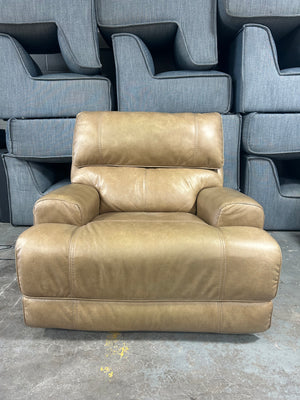 Flexsteel Tan Leather Power Recliner Chair