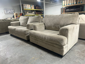 2-Pc Beige Chenille Sofa & Chair Set