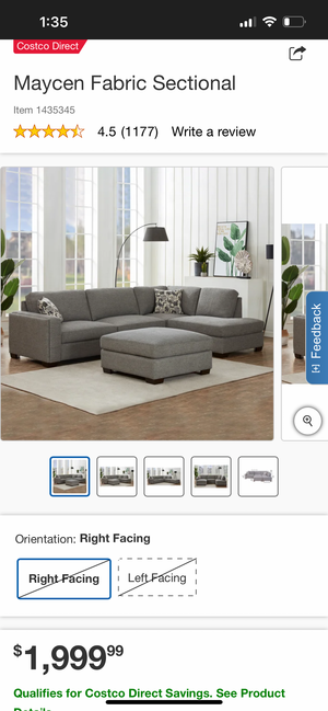 Contemporary Light Gray Chaise Sectional w/Ottoman